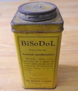 BiSoDoL 5 oz. VECCHIO antiacido in latta-antiflatulento-alcalinizzatore-carminativo anni '30? - Foto 1 di 9
