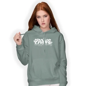 Paws And Enjoy The Little Things Hoodie Birthday Gift Pet Lover Fun - Picture 1 of 10