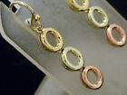 EB089- Genuine 9ct Solid Rose Yellow White Tri Color Gold Journey Drop  Earrings