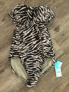 NEW NWT SEAFOLLY AUSTRALIA SAFARI BUSTIER MAILLOT ANIMAL PRINT US 6 STRAPLESS - Picture 1 of 5