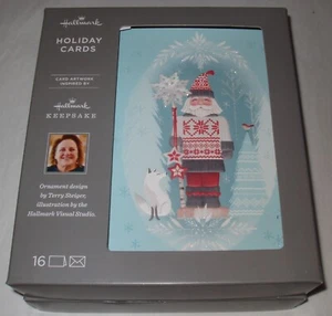 Hallmark Boxed 16 Cards/Envs Noble Nutcrackers SANTA Snowfall Prince w/Glitter - Picture 1 of 2