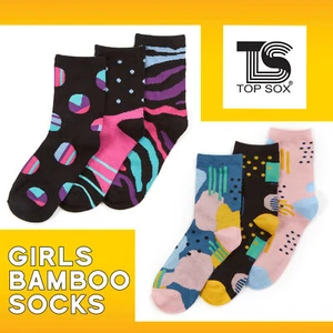 3 Pairs Kids Girls Bamboo Novelty Abstract Art Everyday Summer Mid Calf Socks UK - Picture 1 of 6