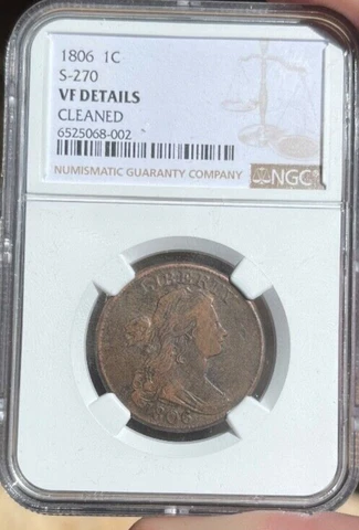 1806 Draped Bust Large Cent  S-270  NGC VF Details   Freshly Graded Cover
