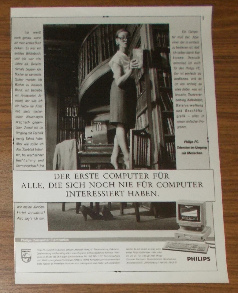 Seltene Werbung PHILIPS PC - Talentiert im Ungang mit Menschen 386 #2 1990 - Image 1 of 1