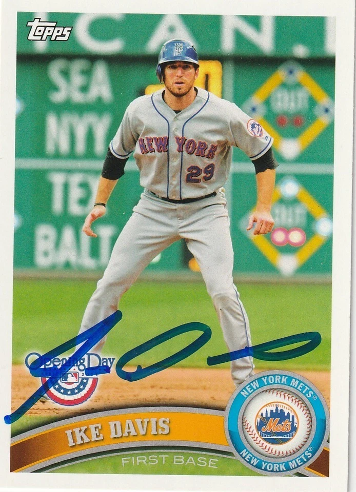 IKE DAVIS NEW YORK METS  SIGNED 2011 TOPPS OPENING DAY CARD #129 - Image 1 of 1