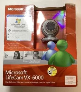 Microsoft LifeCam Model VX-6000 HD 3x Digital Zoom Webcam laptop desktop - Picture 1 of 2