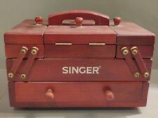 Vintage Singer Cute Wooden Fold Out Small Sewing Notion Box Handle for Travel