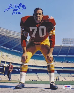 Foto firmada por Sam Huff 8x10 + Salón 82 Washington Redskins ITP PSA/ADN AUTOGRAFIADA - Imagen 1 de 1