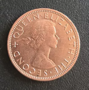 1964 New Zealand One Penny KM24.2 Elizabeth II Bronze Coin - Picture 1 of 2