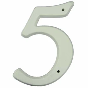 5.25" - #5 White Plastic House Numbers (3 pcs.) - Picture 1 of 1