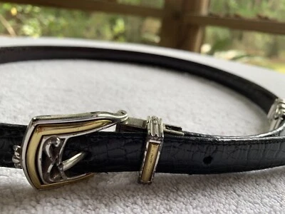 Brighton Belt Women Medium Black Brown Reversible Croc 2-Tone Hardware 41500 USA - Image 1 of 4