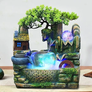 Indoor Water Fountain Resin Rockery Waterfall Landscape Tabletop Ornament - Picture 1 of 9