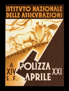 depliant pubblicitario INA ASSICURAZIONI-POLIZZA XXI APRILE-ROMA 1936 fascismo - Picture 1 of 3