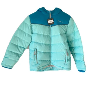 Nueva Chaqueta Amortiguada con Capucha Eddie Bauer Niños Grande 14 Forrada de Lanza Azulada Nueva con Etiquetas - Imagen 1 de 12