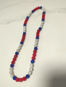 Necklace - Philadelphia Phillies Disco Ball Bryce Harper Red White And Blue 25" - Picture 1 of 2