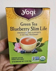 Brand NEW Yogi Green Tea Blueberry Slim Life, 16 Tea Bags, 1.12 oz, ONE Box - Picture 1 of 5