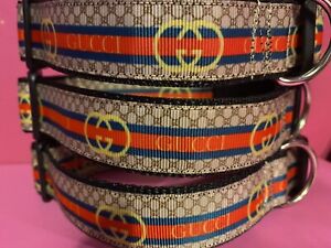 Dog Collar 12-18 Inches neck size.  FREE FABRIC DESIGN Made in England