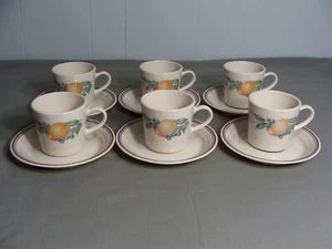 6 Corning/Corelle Cups & 6 Saucers In The Abundance Fruit Pattern - Bild 1 von 5