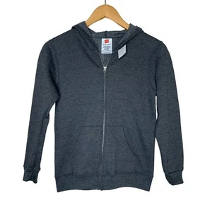 Hanes Zip Up Hooded Sweatshirt Sweater Gray Pockets Soft Fleece NWT Youth Size M - Picture 1 of 5