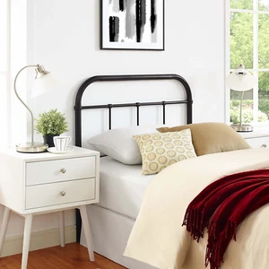 Serena Rustic Farmhouse Style Steel Metal Twin Headboard Antique Size in Brown - Picture 1 of 5