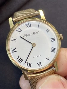 Pierre Michel 17 Jewels Swiss Made Gold Quartz Men Watch, Works - Picture 1 of 12