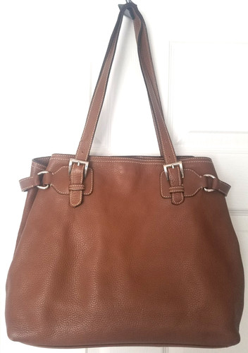 Autentica borsa a tracolla PRADA Vitello Daino in pelle marrone ciottolato tote bag