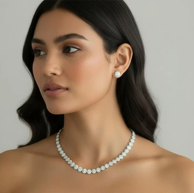 Collana Tennis Stile Angelic Bianca con Cristalli Swarovski Elements Originali - Immagine 1 di 4