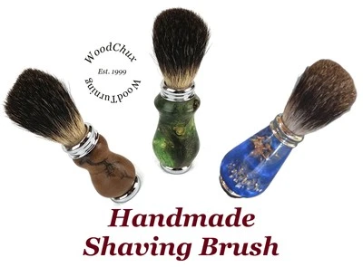 Cepillo de afeitar de pelo de tejón plateado hecho a mano para hombre madera muchas opciones Foto 1 de 4