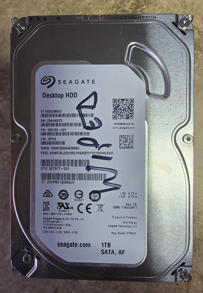Seagate Barracuda ST1000DM003 1 TB SATA III 3.5 in Desktop Hard Drive - Image 1 of 1
