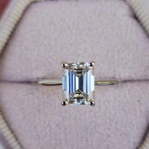 950 Platinum IGI Certified Lab Grown Diamond Wedding Ring 1.80 CT Emerald Cut - Picture 1 of 13