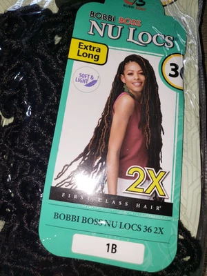 BOBBI BOSS NU LOCS 36 INCH EXTRA LONG NEW NIP BLACK BRAIDS PRE MADE LOOP WOW! - Image 1 of 2