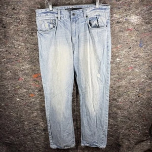 Rocawear Jeans Mens 36x32 Light Wash Classic Fit Distressed Denim Pants Hip Hop - Picture 1 of 12