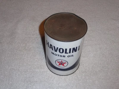 DE COLECCIÓN ANTIGUO ORIGINAL TEXACO HAVOLINE ACEITE DE MOTOR METAL CUARTO SELLADO! GASOLINA Foto 1 de 4