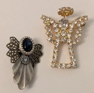 Engel Brosche Anstecknadel 2 Stück - Heiligenschein stilisierte Flügel Engel Anstecknadel religiös - Bild 1 von 8