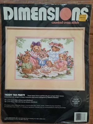 Kit de punto de cruz contado para fiesta de té de peluche Dimensions sellado 3733 osos sellado Foto 1 de 3
