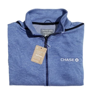 Trimark Chase Bank Embroidered Womens DEGE Eco Knit Large Half Zip Blue NWT - Picture 1 of 5