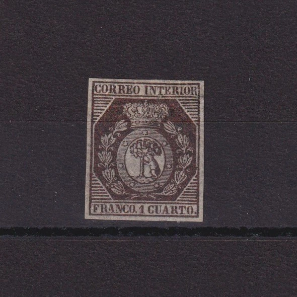 ESPANHA 1853, Sc# 17, CV $3000, Braços de Madrid, Papel Fino, Perfeito estado - Imagem 1 de 2