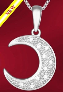 "COLGANTE DIJE LUNA"" ORO BLANCO 14K Y DIAMANTES (066)" - Imagen 1 de 1