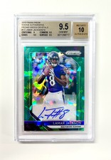 2018 Panini Prizm LAMAR JACKSON RC GREEN CRYSTALS AUTOGRAPH SSP /10 BGS 9.5 10