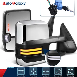 Pair Switchback Chrome Power Heated Tow Mirrors For 2003-2007 Silverado Sierra - Picture 1 of 13