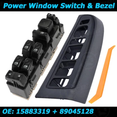 Window Switch & Bezel for 04-06 Chevy Silverado GMC Sierr 1500 2500 Front Left - Image 1 of 4