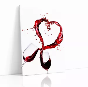 WEIN HERZ LIEBE HERZ VALENTINSTAG LEINWANDBILD WANDBILD BILD DRUCK - Bild 1 von 6