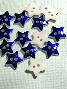 Botones de plástico estrella roja/azul metálica/2 agujeros/fabricación de muñecas/decoración de fiesta del 4 de julio  - Imagen 1 de 4