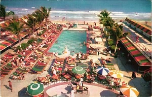 Surfcomber Hotel Oceanfront Swimming Pool 17th Street Miami Beach FL Ad 1958 PC - Picture 1 of 2