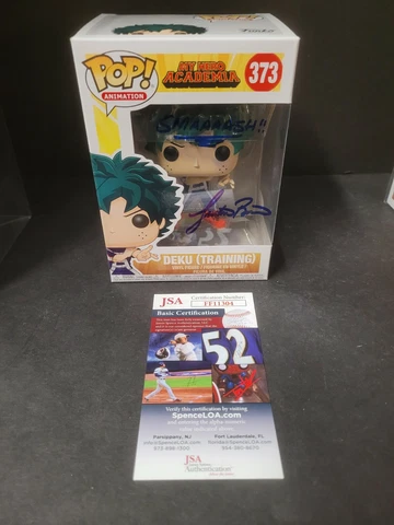 Justin Briner Signed Funko 373 DEKU TRAINING Funko Pop MY HERO ACADEMIA w/JSA Cover