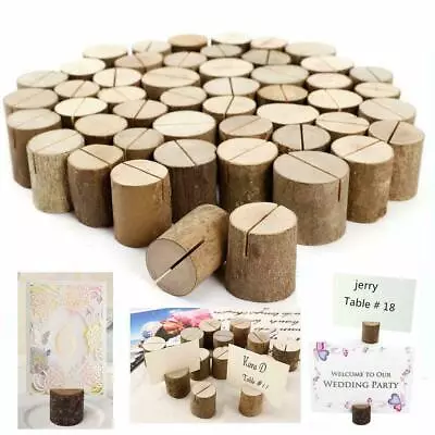 50/100 Wooden Table Card Holder Stand Number Place Name Menu Wedding Party Decor - Image 1 of 4