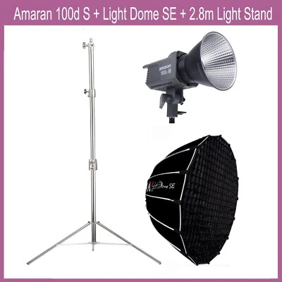 Amaran 100d S 100W 5600K Daylight LED Video Light+Light Dome SE+2.8m Light Stand - Image 1 of 4