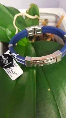 Black Jack Men's Bracelet Blue Bangle Stainless Steel New - Image 1 of 4
