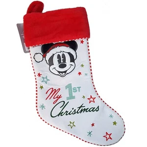 Disney Store Mickey Mouse Mi Primera Navidad Bebé Medias Blanco Peluche Bordado - Imagen 1 de 7