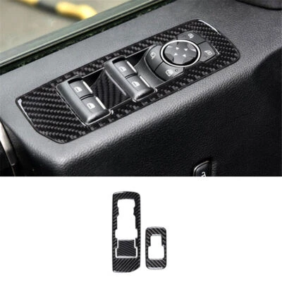 Cubierta de control de ventana delantera interior de fibra de carbono para Ford F-150 2015-2017 Foto 1 de 4